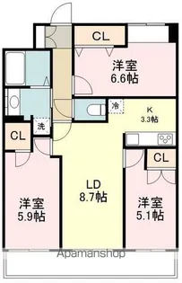 プライムアーバン仙台五橋【5階】の間取り