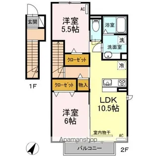 フローラ B棟【2階】の間取り