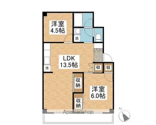 吉岡グリーンハイツ【406号室】の間取り