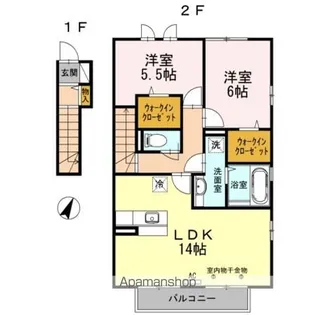 プランドール Ⅰ棟【I-201号室】の間取り