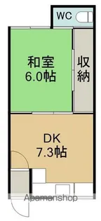 くるみ荘【2階左端号室】の間取り