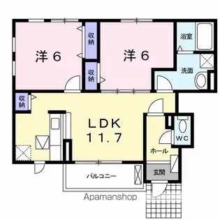NEOエミサト B【1階】の間取り