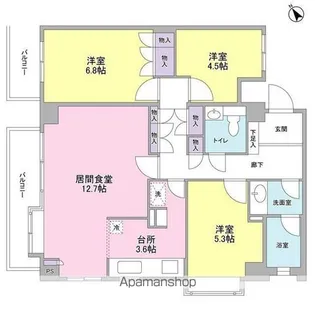 京西上目黒ガーデン【3階】の間取り