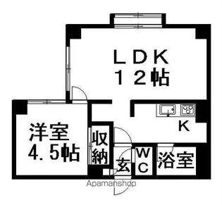 サンライト豊平【203号室】の間取り