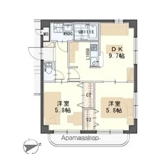 2DKの間取り画像