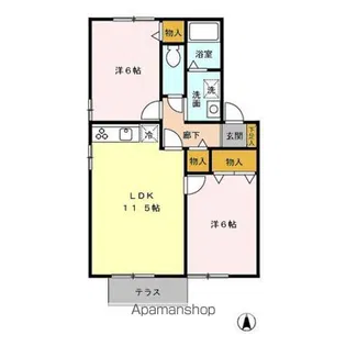 マロンハイツ E【1階】の間取り