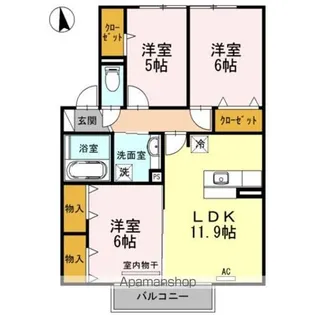 チャルルK【203号室】の間取り