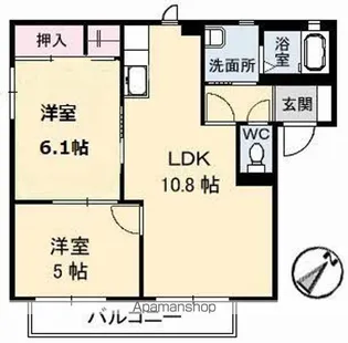 コスモタウン森岡Ⅱ B棟【2階】の間取り