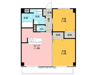 ビスタウーノ【202号室】の間取り