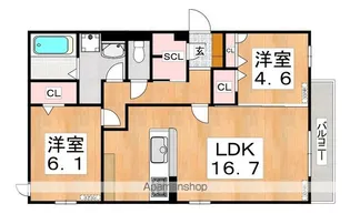 フェリシア東田辺【2階】の間取り