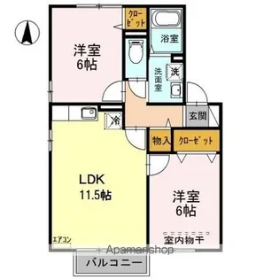 アサミレジデンス【I202号室】の間取り