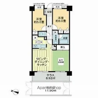 ライオンズマンション西新井大師第5【1階】の間取り