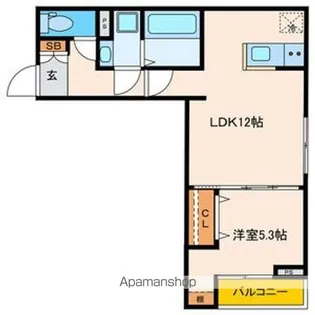 パセオプラシード連坊【201号室号室】の間取り
