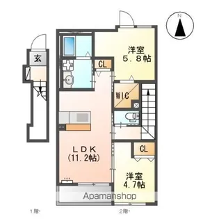 アジャートK【2階】の間取り