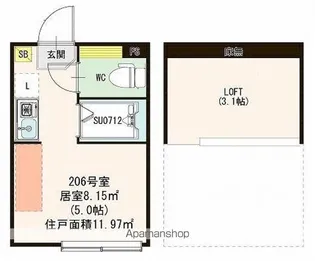ハーモニーテラス向島Ⅱ【2階】の間取り