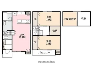 メゾネストZ香西【1階】の間取り