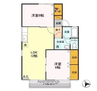 セジュール8たなか B【2階】の間取り