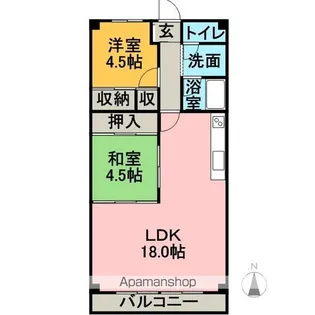 2LDKの間取り画像