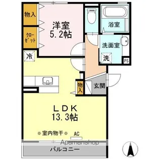 アウトゥーノ尾張部【3階】の間取り