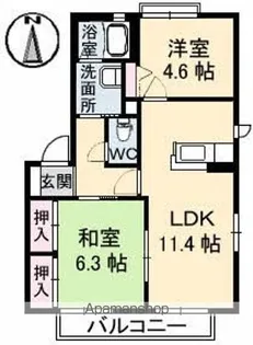 フラワーランド D棟【201号室】の間取り