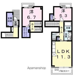 ユニベールB【2階】の間取り