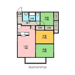 サンヒルズ花【201号室】の間取り