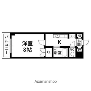 バーシティハウス市名坂【105号室】の間取り