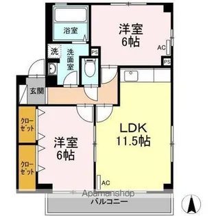 レインボーガーデン A棟【2階】の間取り