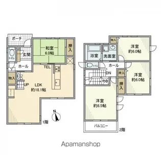 愛知県長久手市櫨木【一戸建】の間取り