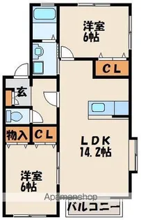 ピュアハイツⅡB棟【1階】の間取り