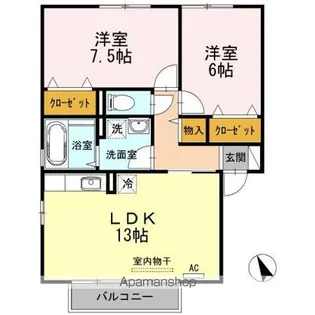 ジュアン ボヌール A棟【2階】の間取り