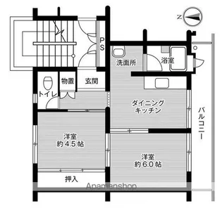 ビレッジハウス応神2号棟【504号室】の間取り