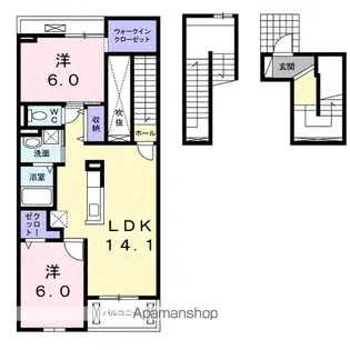 ハーベストB【3階】の間取り