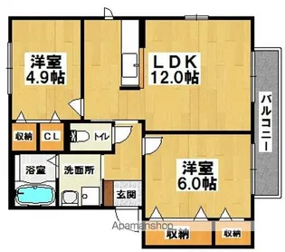 DAIKENN浜寺南町 F棟【201号室号室】の間取り