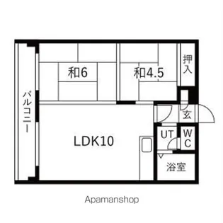 ふじいハイツ平岸【902号室】の間取り