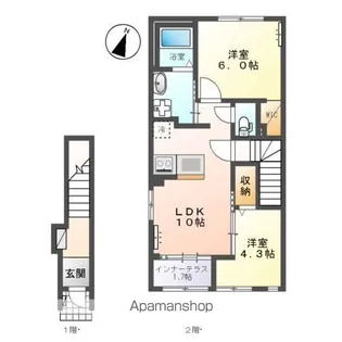 (仮称)前九年アパート工事【2階】の間取り