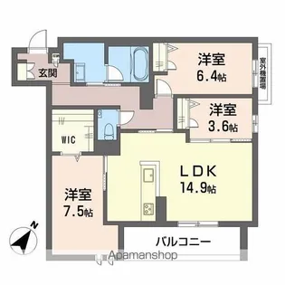 SHAMAISON AMBER026【302号室】の間取り