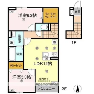 グランツ上福万 B棟【2階】の間取り
