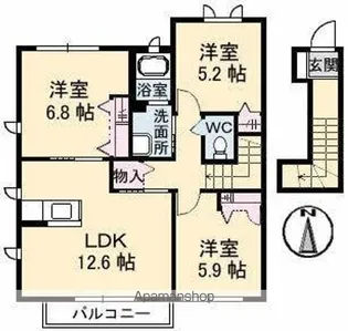 エトワール滝宮 A棟【202号室】の間取り