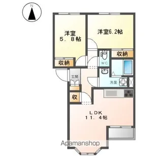 アール・ブランA【1階】の間取り