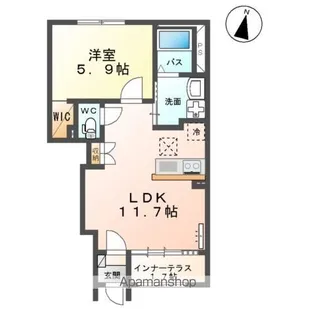 リバレイン南川【1階】の間取り