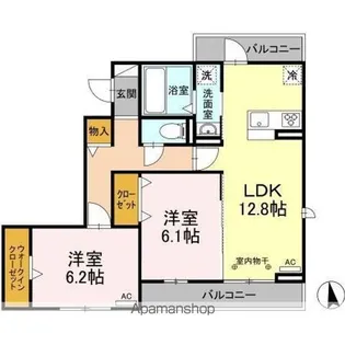 ラ・ペルシュ【2階】の間取り