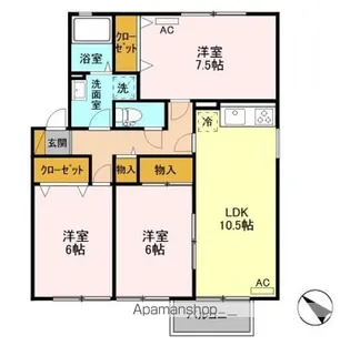 シャンドフレール黒埼 DE【2階】の間取り