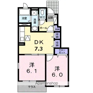 アンベリールB【1階】の間取り