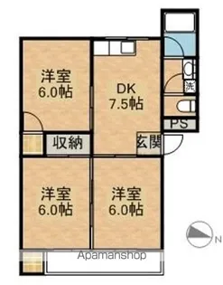 あそみハイツ【402号室】の間取り