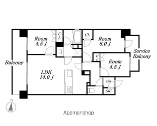 プレサンス名駅南ブリエ【10階】の間取り