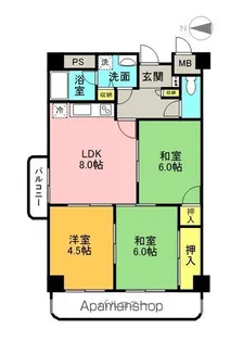 マンショングランメール【6階】の間取り