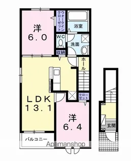 ラルーチェ川島【2階】の間取り