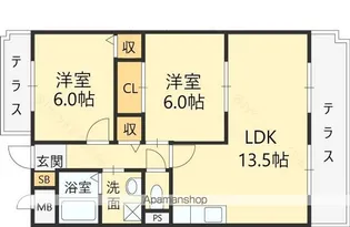 メディオグリシーナF【1階】の間取り