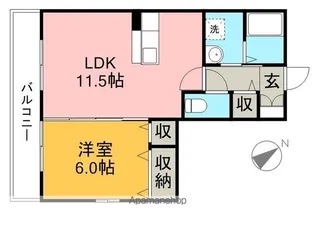 ハーズリッチ北高見【1階】の間取り